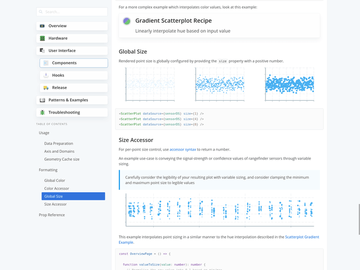 Electric UI Scatterplot documentation website screenshot